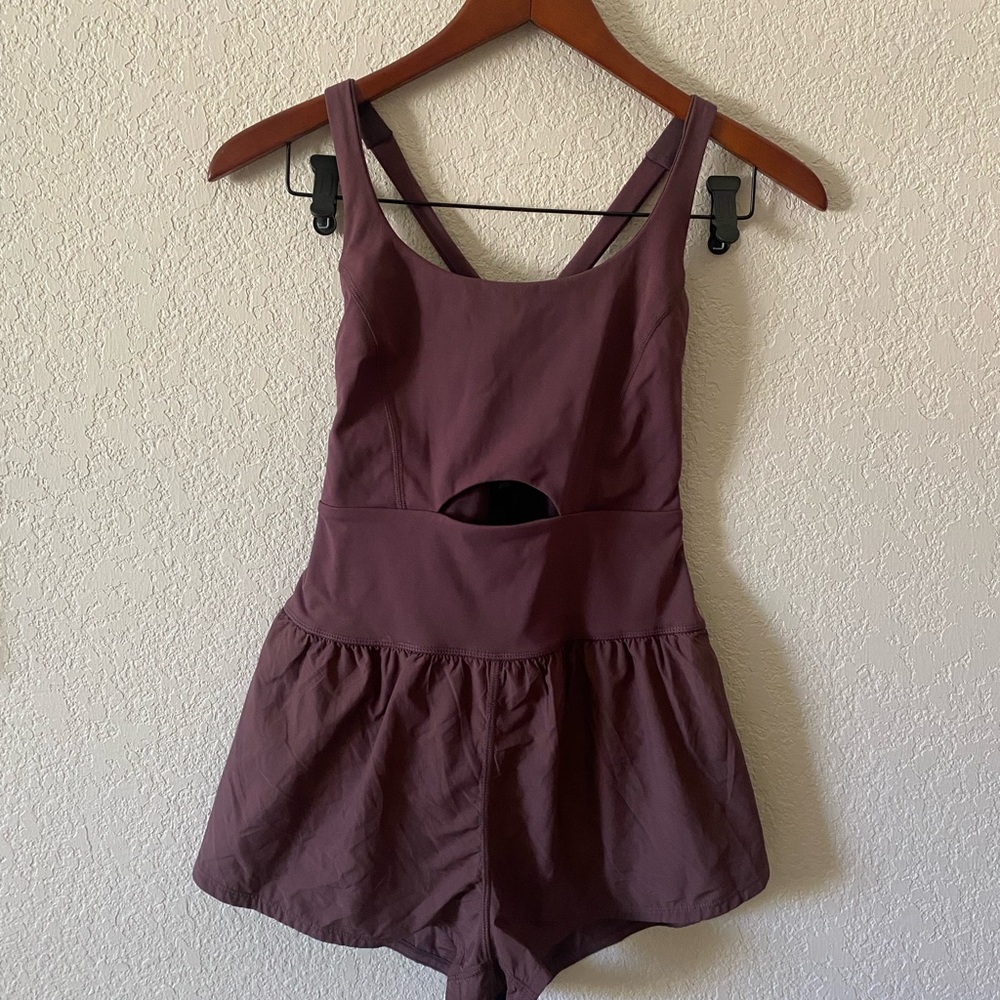 Free People Purple Jumpsuit with Deep V-Neck and Fitted Waist